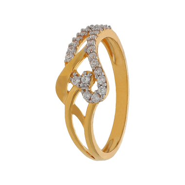 GLIMMERING WHITE ZIRCON LADIES GOLDEN RING